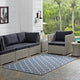 Area Rug Floor Carpet, Indoor Outdoor, Moroccan, Rectangular, 9x12, Blue Beige