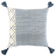 Ivory Blue Accent Stitch Color Block Throw Pillow