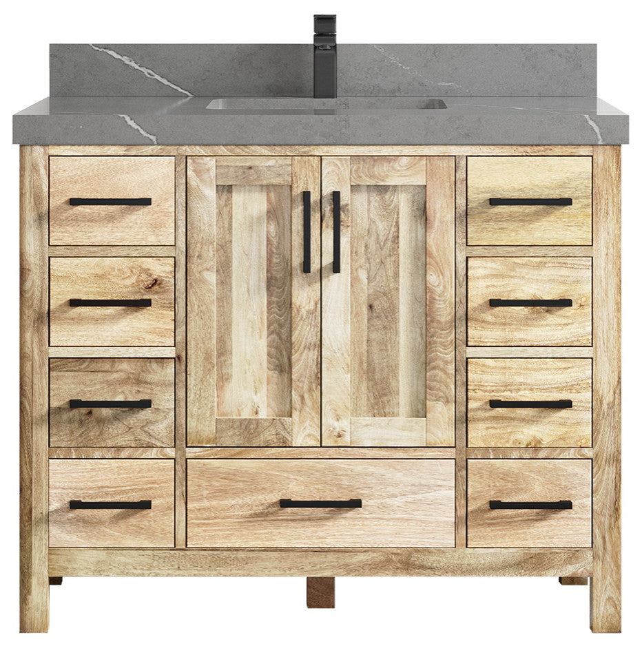 Malibu Mango 48 Single Sink Bath Vanity in White Washed 2" Piatra Gray
