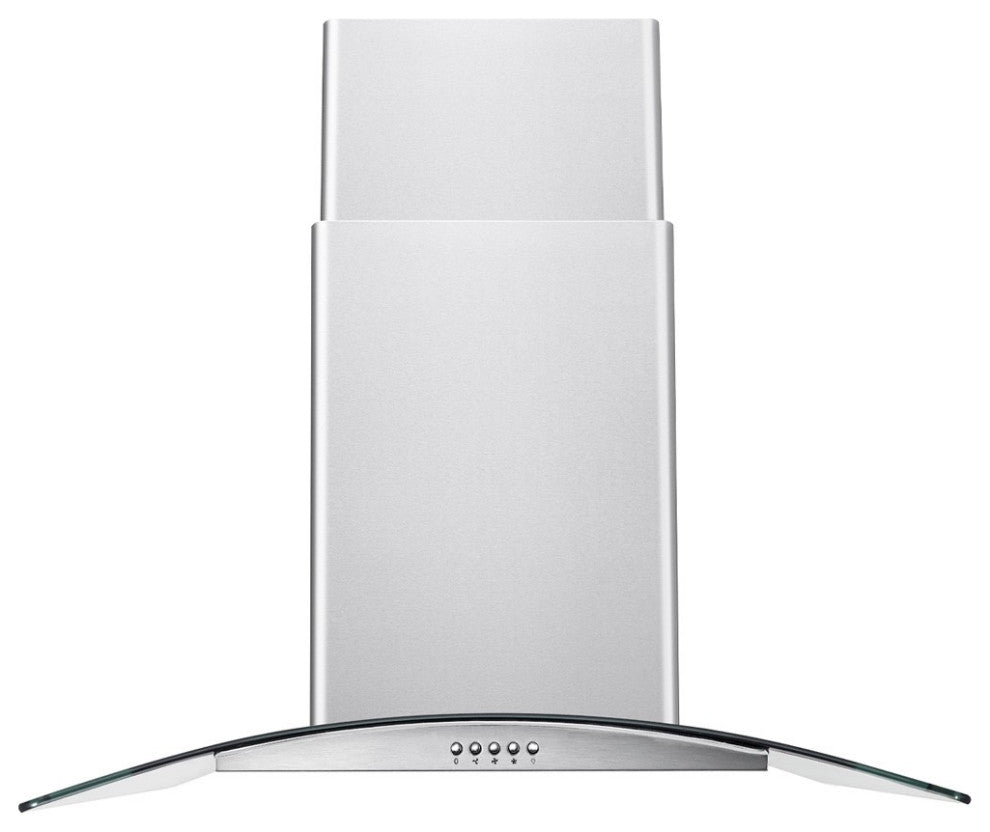 CAVALIERE 30" Glass Canopy Range Hood 400 CFM Brushed Stainless Steel LED