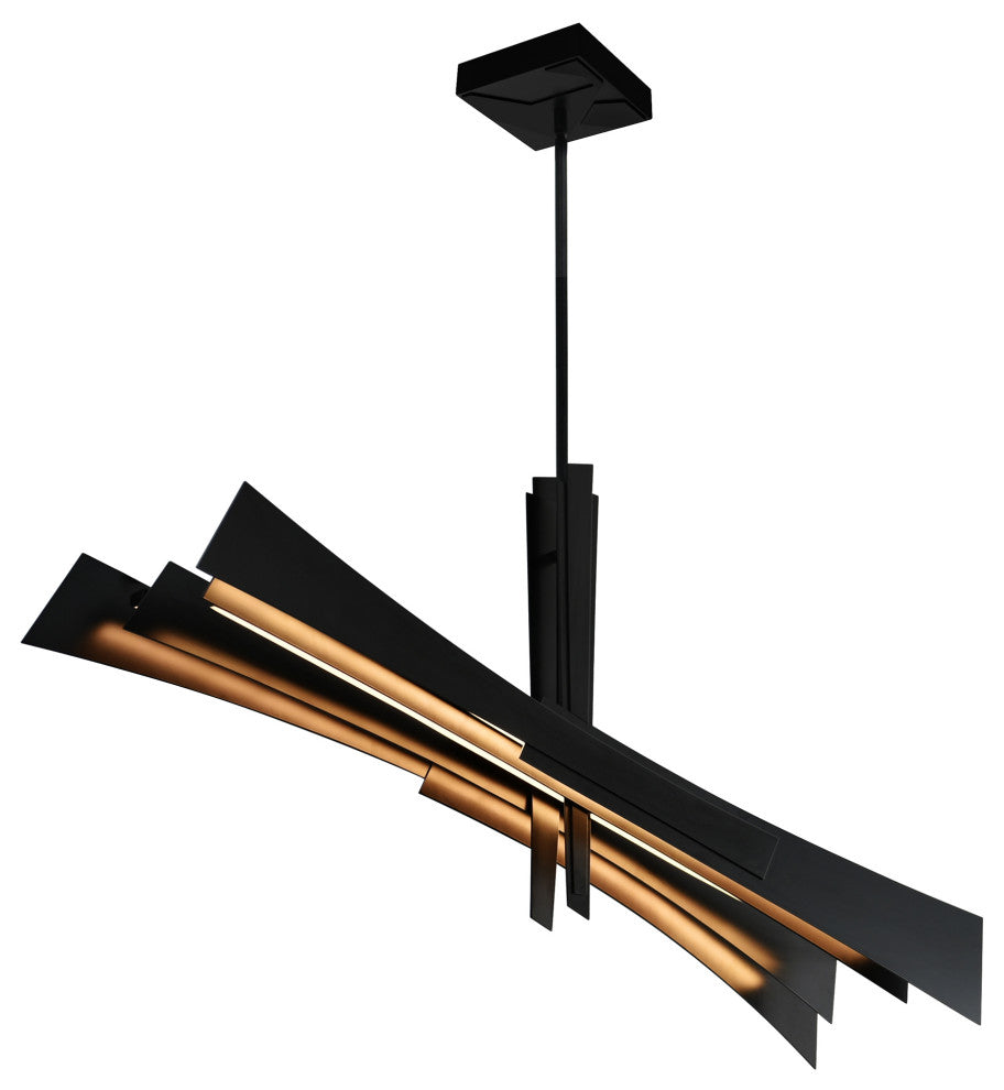Solara Integrated LED Chandelier, Black, 50 Inches