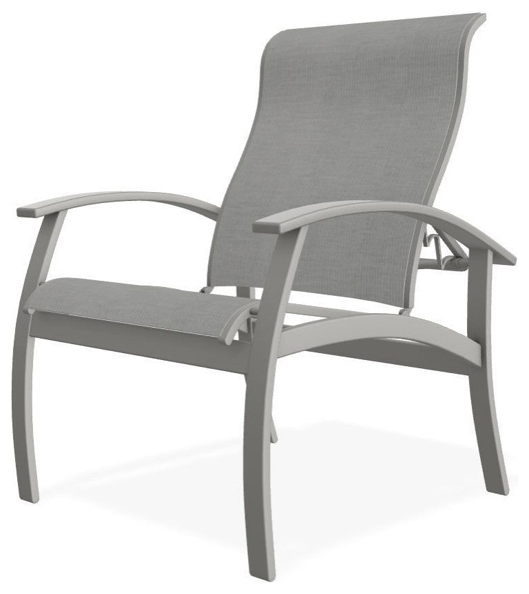 Belle Isle Sling Adjustable Outdoor Dining Chair, Alloy/Snow