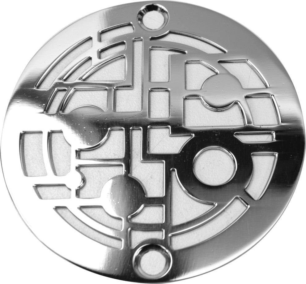 3.25 Inch Round Shower Drain Cover by Designer Drains Art History Valmier 3, Polished Stainless Steel, 3.25