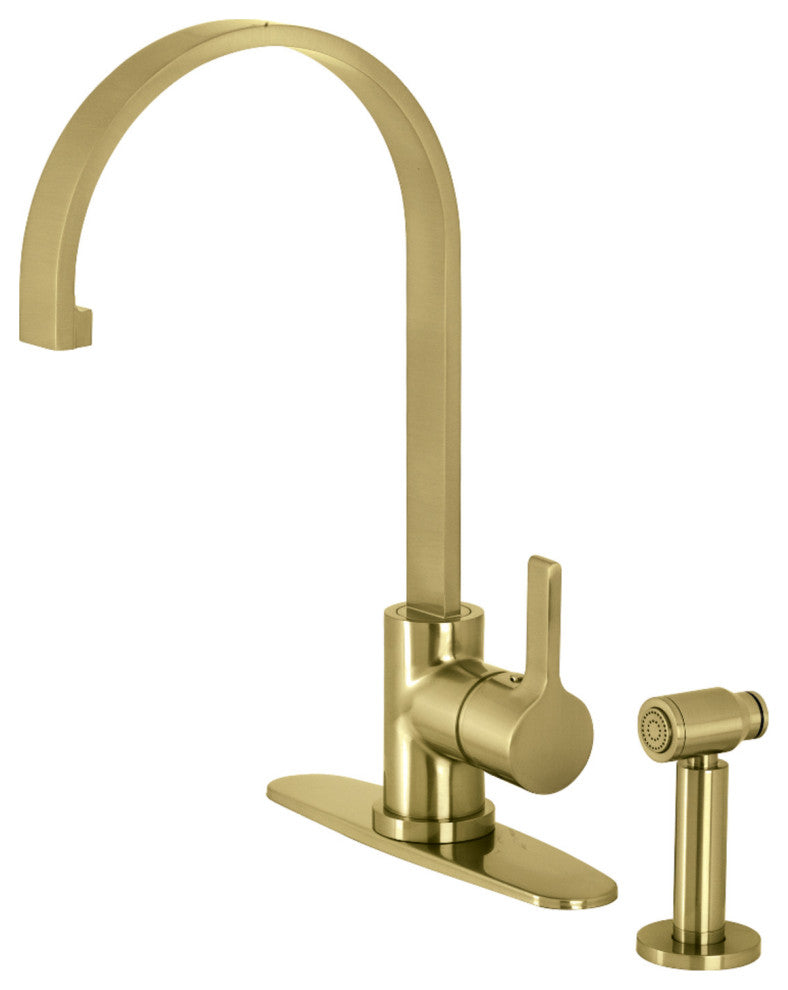 LS8713CTLBS Single-Handle Kitchen Faucet With Brass Sprayer, Brushed Brass