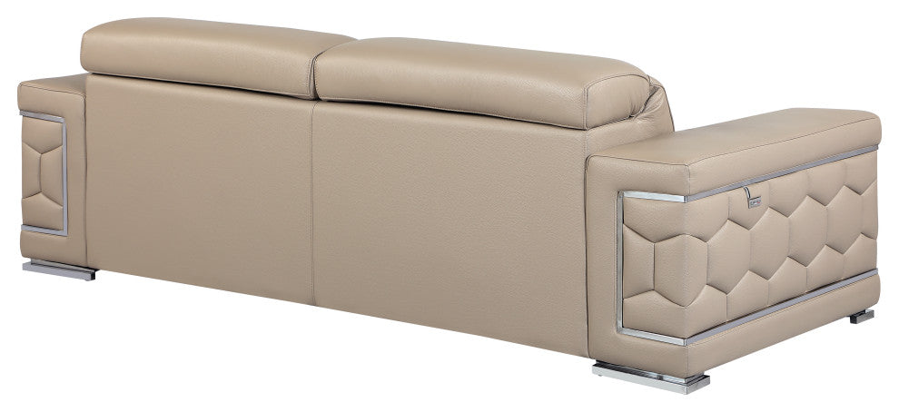 Rome Contemporary Genuine Italian Leather Sofa Beige