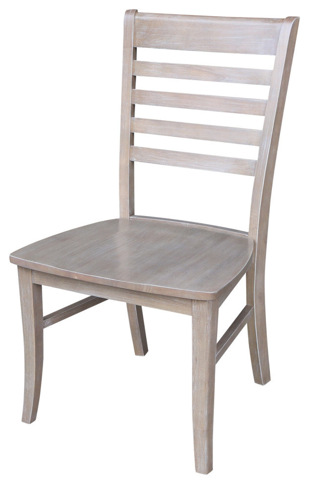 Set of Two Roma Ladderback Chairs, Washed Gray Taupe