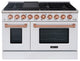 48" Slide-in Freestanding Gas Range & 6.7 Cu. Ft. Oven,8 Burners. White, White & Copper, 48"