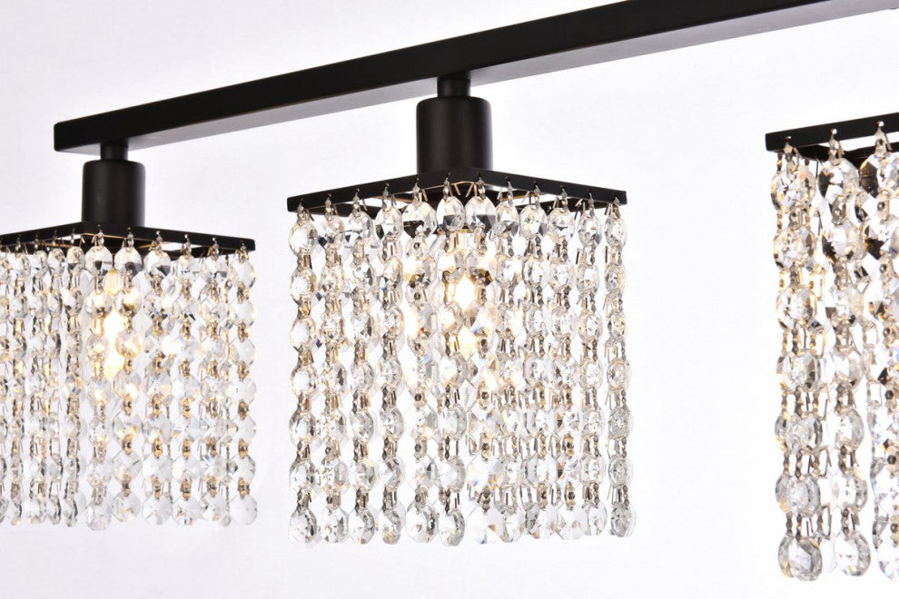 Phillip 5-Light Bath Sconce, Black With Clear Crystals