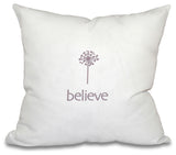 20"x20" Make A Wish, Word Print Pillow, Lavender