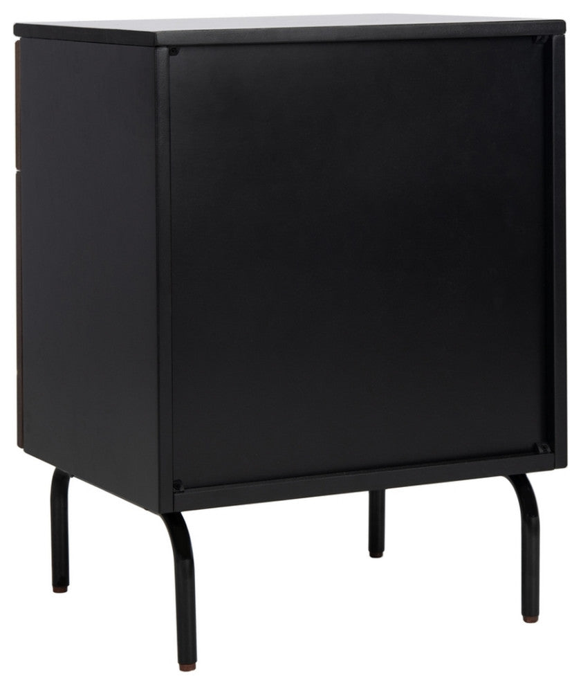 Safavieh Genevieve 2 Drawer Nightstand, Walnut/Black