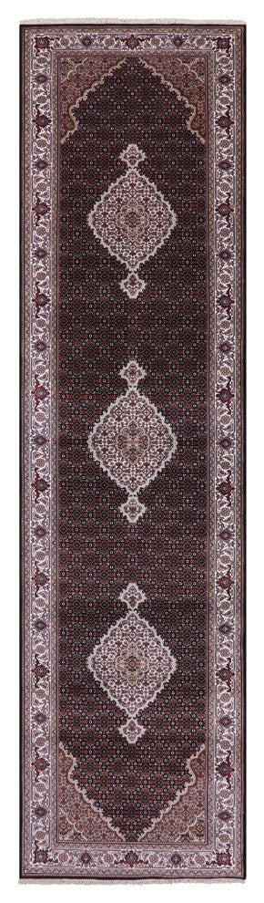 Wool & Silk Hand-Knotted Persian Tabriz Runner Rug 4' 1" X 16' 1" - Q13019