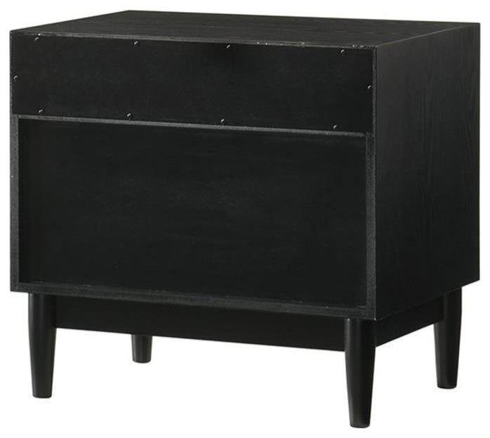 Armen Living Artemio 2-Drawer Wood Nightstand with Shelf in Black