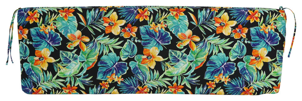 63"X19" Patterned Outdoor Spun Polyester Bench Cushion, Beachcrest Caviar