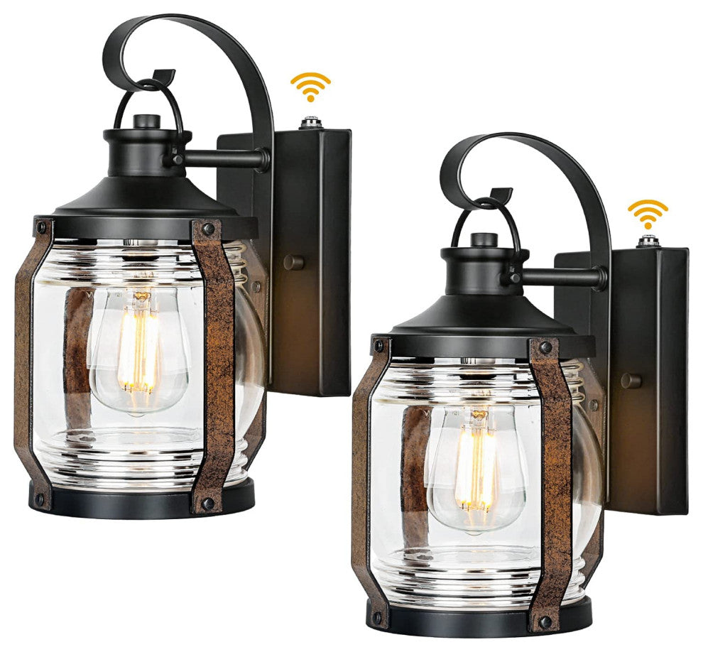 2 Pack Industrial Wall Sconce Antique Dusk to Dawn Light Fixture
