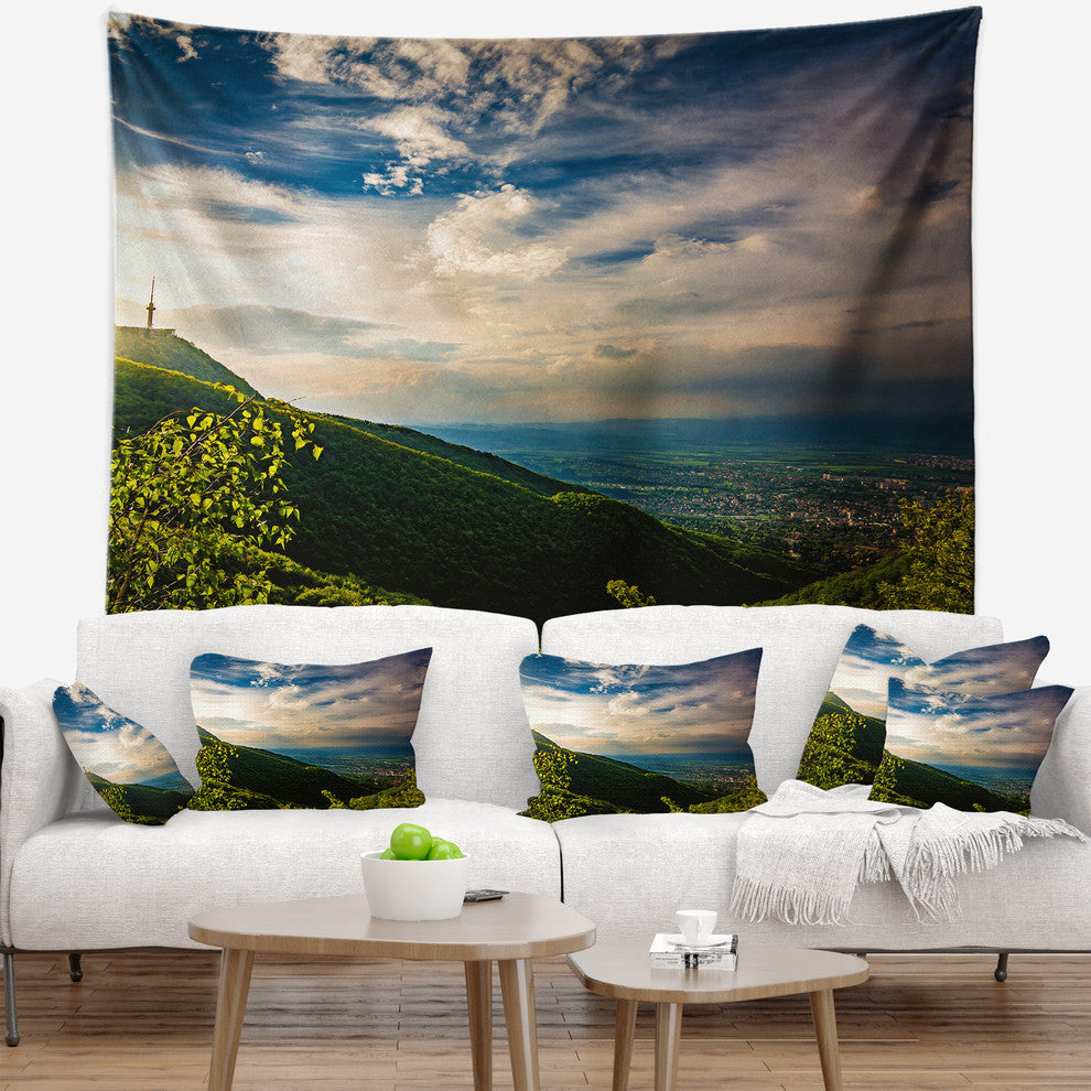 Vitosha Mountain over Sofia Bulgaria Landscape Wall Tapestry, 39"x32"