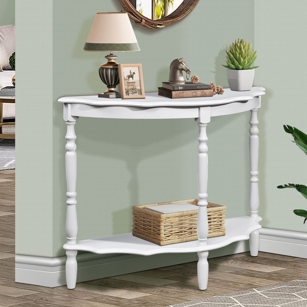 Gewnee 42'' Retro Circular Curved Half-Moon Console Table