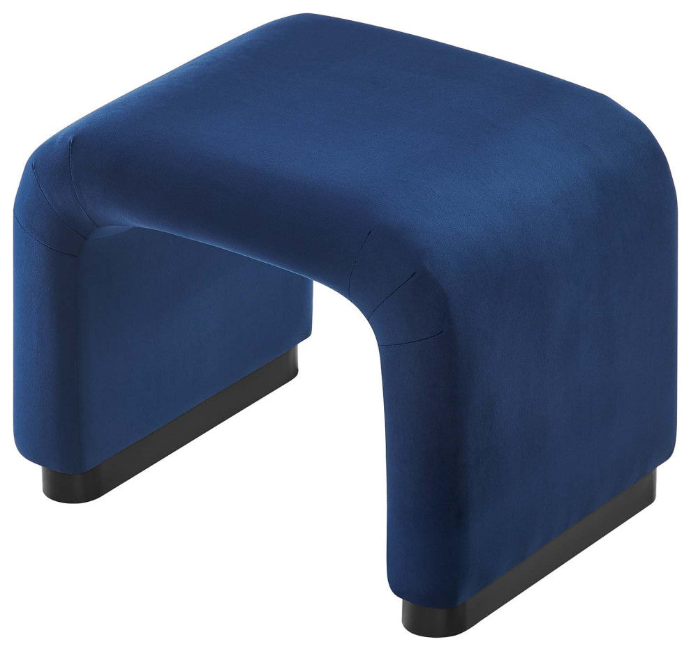 Koda Performance Velvet Waterfall Stool - Black Midnight Blue