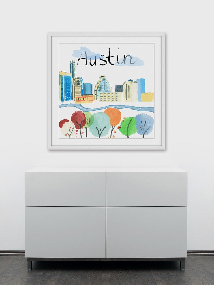 "Colorful Austin" Framed Painting Print, 12x12