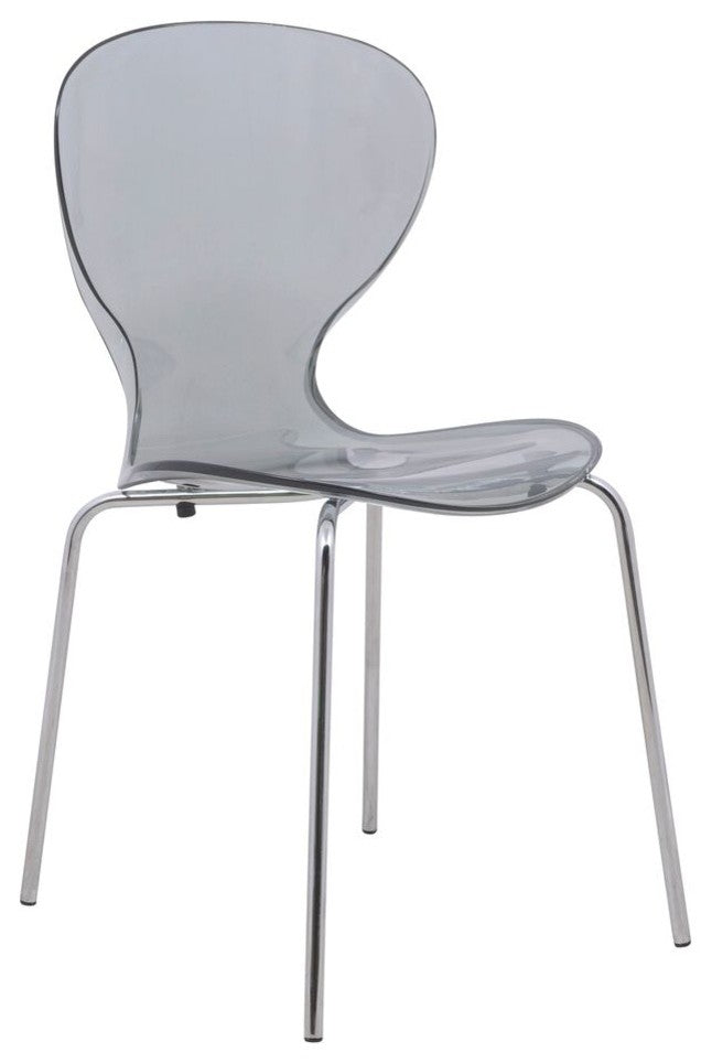 Stackable Transparent Dining Chair with Chrome Legs for Indoor and Outdoor, Black