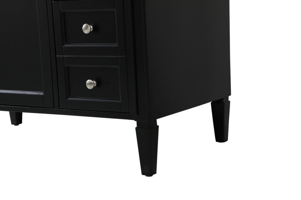 Home Living Vanity with Carrara White Marble Countertop, Black, 42", Single Sink