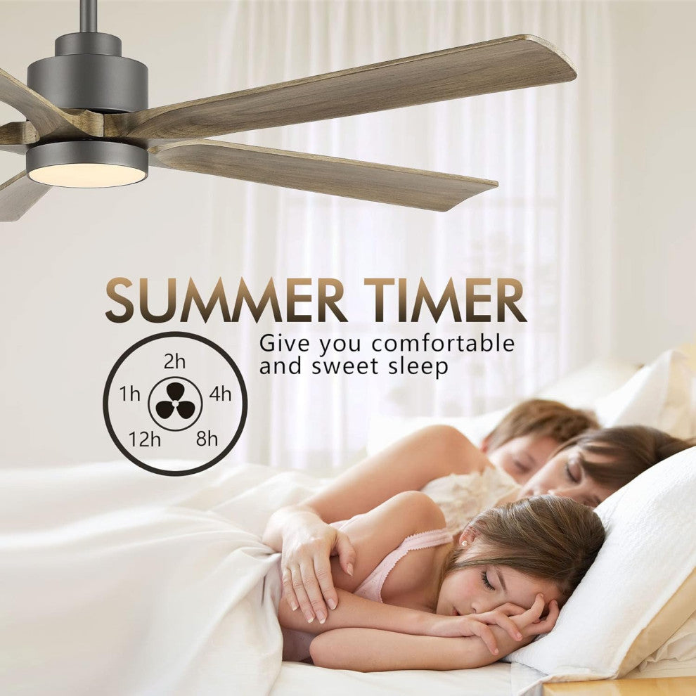 60 in LED Charcoal Ceiling Fan with Remote and Reversible DC Motor