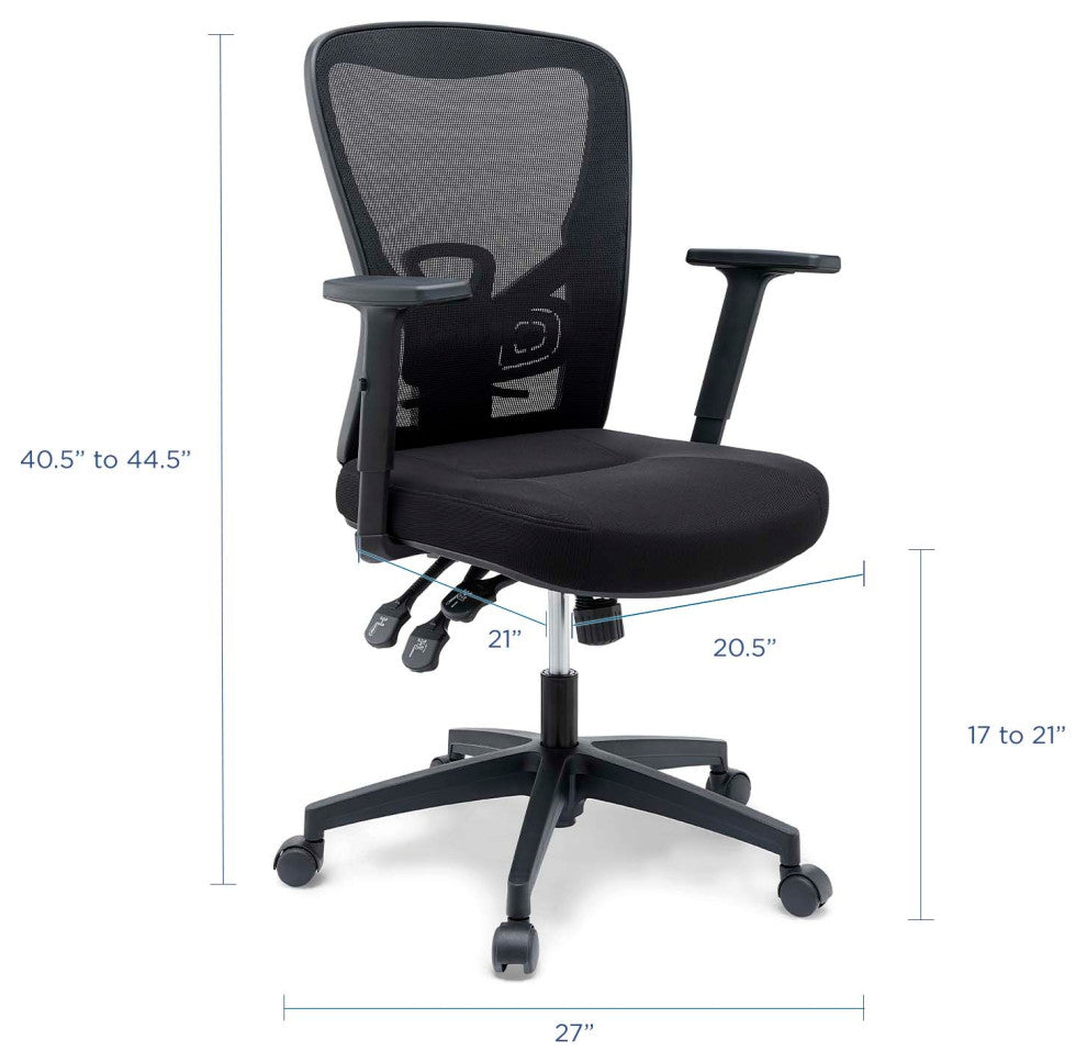Computer Work Desk Chair, Fabric, Black, Modern, Home Business Office Furniture
