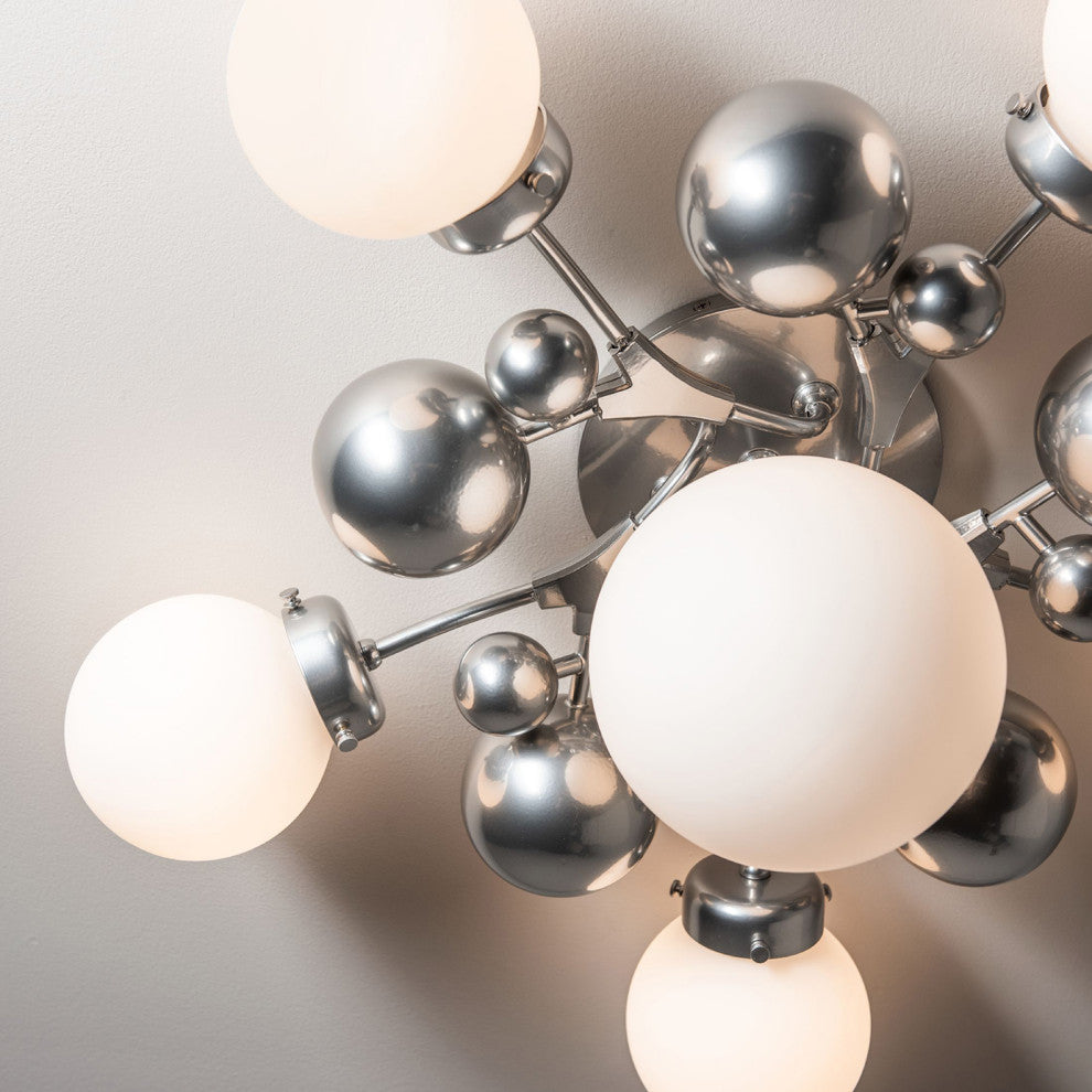 Sprig 6-Light Semi-Flush, Sterling/Opal Glass