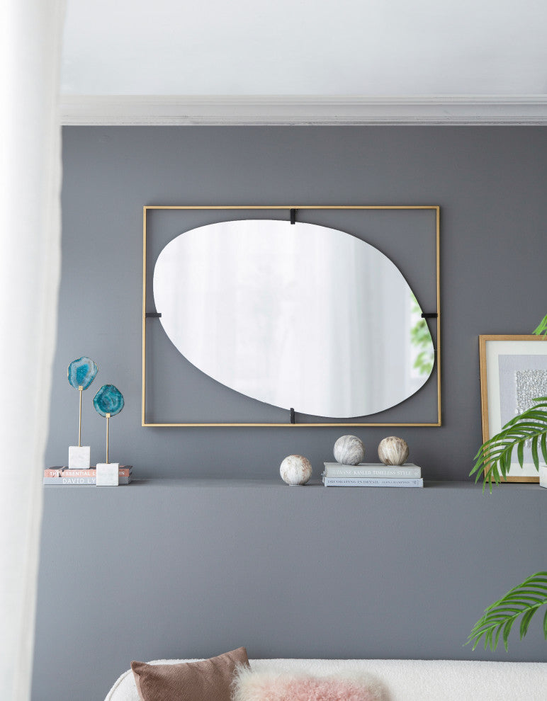 Gewnee 30x1x40" Poppy Mirror with Gold Metal Frame