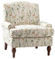 Armchair,Upholstered armchair with floral pattern, mid-century style., Spring