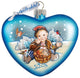 Hand Painted Winter Fun Heart Glass Scenic Ornament