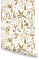 Safari Jungle Illustration Peel and Stick Vinyl Wallpaper, Gold, 24" X 60"