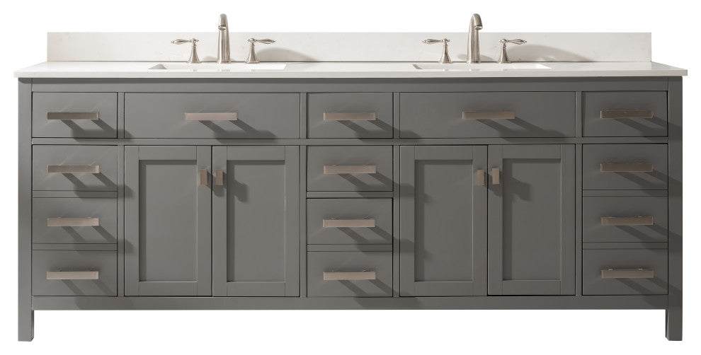 Design Element Valentino 84" Gray Double Rectangular Sink Vanity
