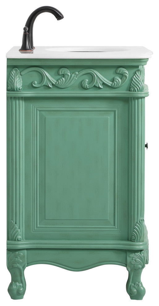 27" Single Bathroom Vanity, Antique Beige With ivory white engineered marble, Vintage Mint, Ivory White Engineered Marble Top