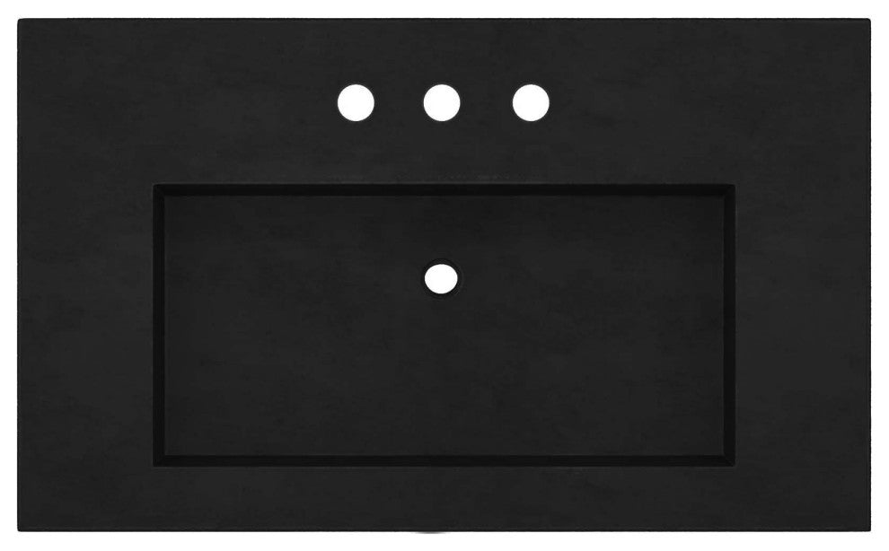 36" Capistrano Vanity Top with Integral Sink, Charcoal, 8" Widespread Faucet