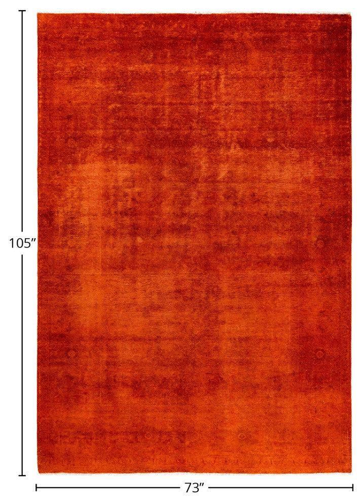 Vibrance, One-of-a-Kind Hand-Knotted Area Rug Orange, 6'1"x8'9"