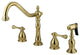 Kingston Brass Widespread Kitchen Faucet With Brass Sprayer, Polished Brass