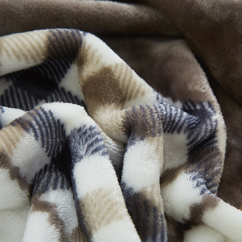Tache Patchwork Orange and Brown Throw Blanket, 90x90