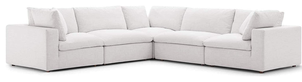 Commix Down Filled Overstuffed 5-Piece Sectional Sofa Set, Beige