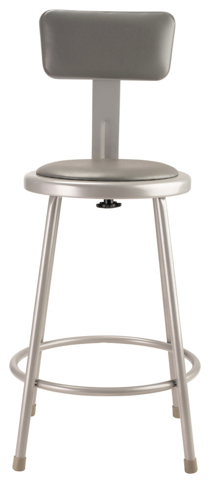 NPS 24"Heavy Duty Vinyl Padded Steel Stool With Backrest, Grey
