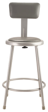 NPS 24"Heavy Duty Vinyl Padded Steel Stool With Backrest, Grey
