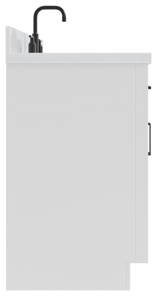 Ariel Hepburn 42" Right Offset Single Rectangle Sink Vanity, Carrara Quartz