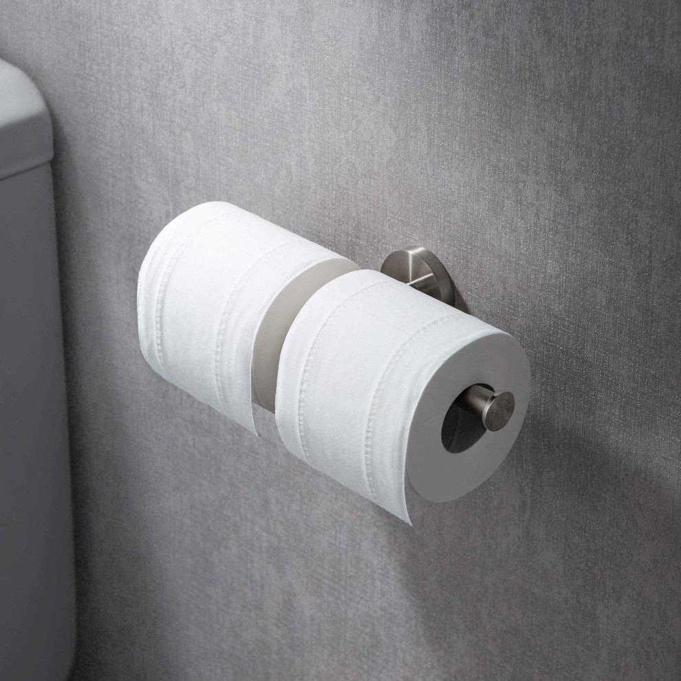 Circular Double Toilet Paper Holder, Brushed Nickel