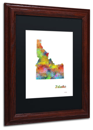 Marlene Watson 'Idaho State Map-1' Framed Art, Wood Frame, 11"x14", White Matte