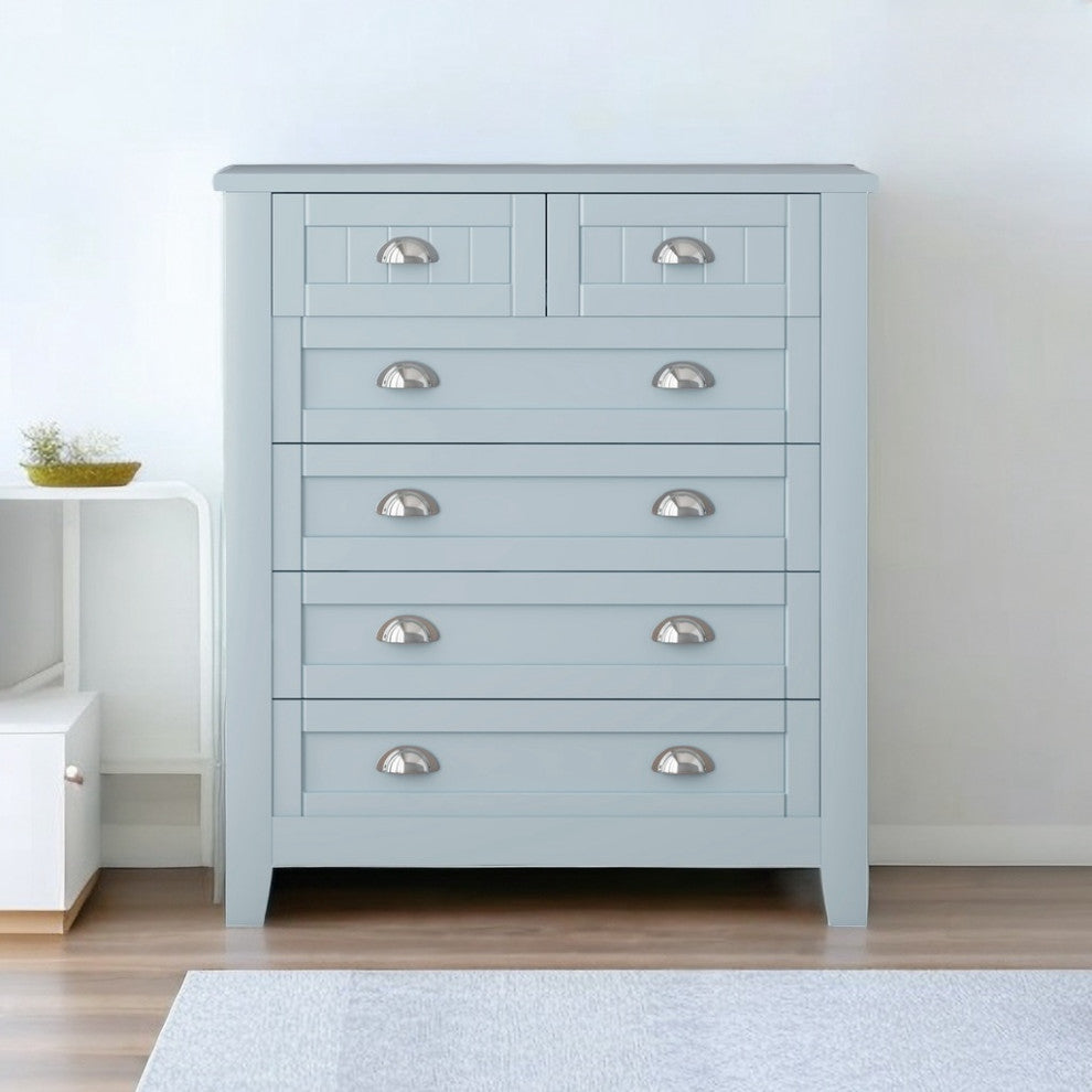 Blue-Gray Cabinet Dresser With 6 Drawers-A