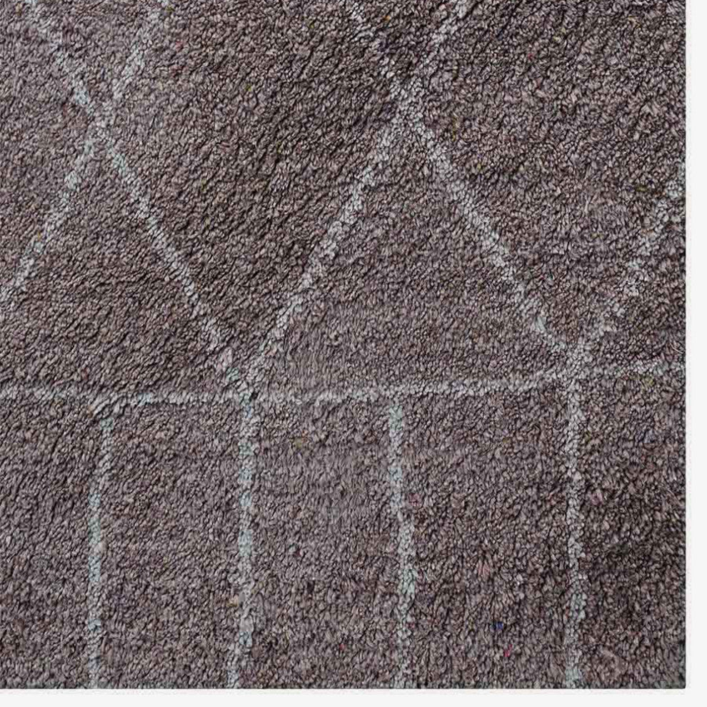 Hand Knotted Silk Area Rug Geometric Beige