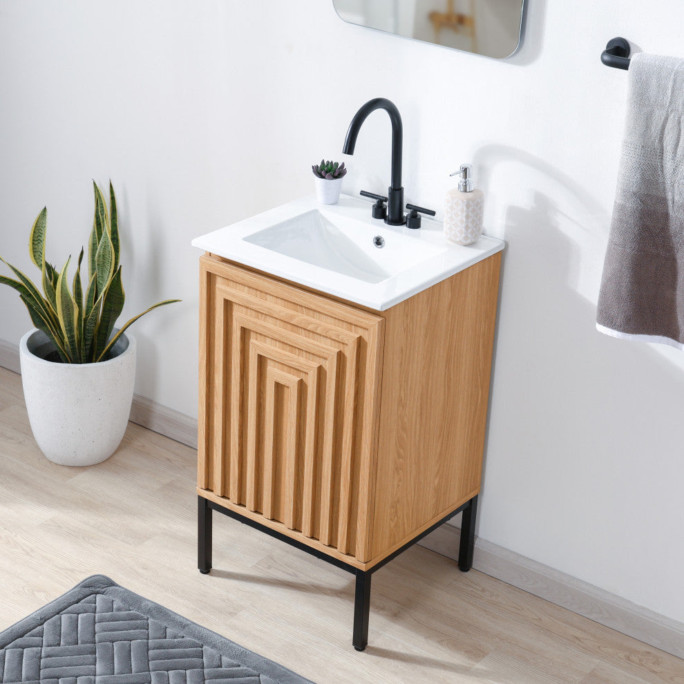 Rowan Geometric 2-Shelf Bath Vanity Cabinet Only, Sink Basin Not Included