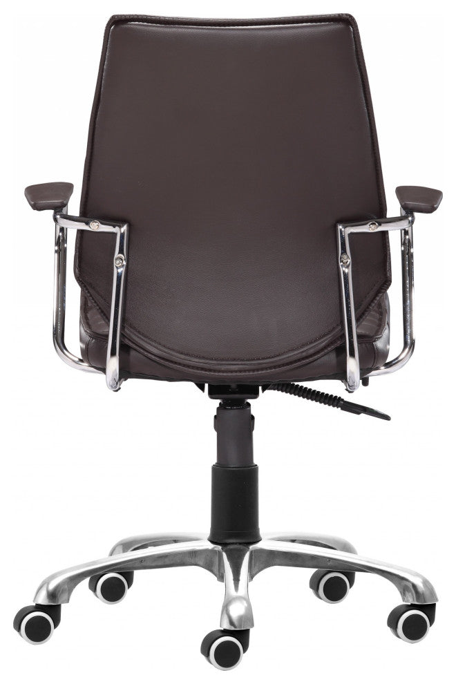 Brown Faux Leather Executive Channel Back Rolling Office Chair