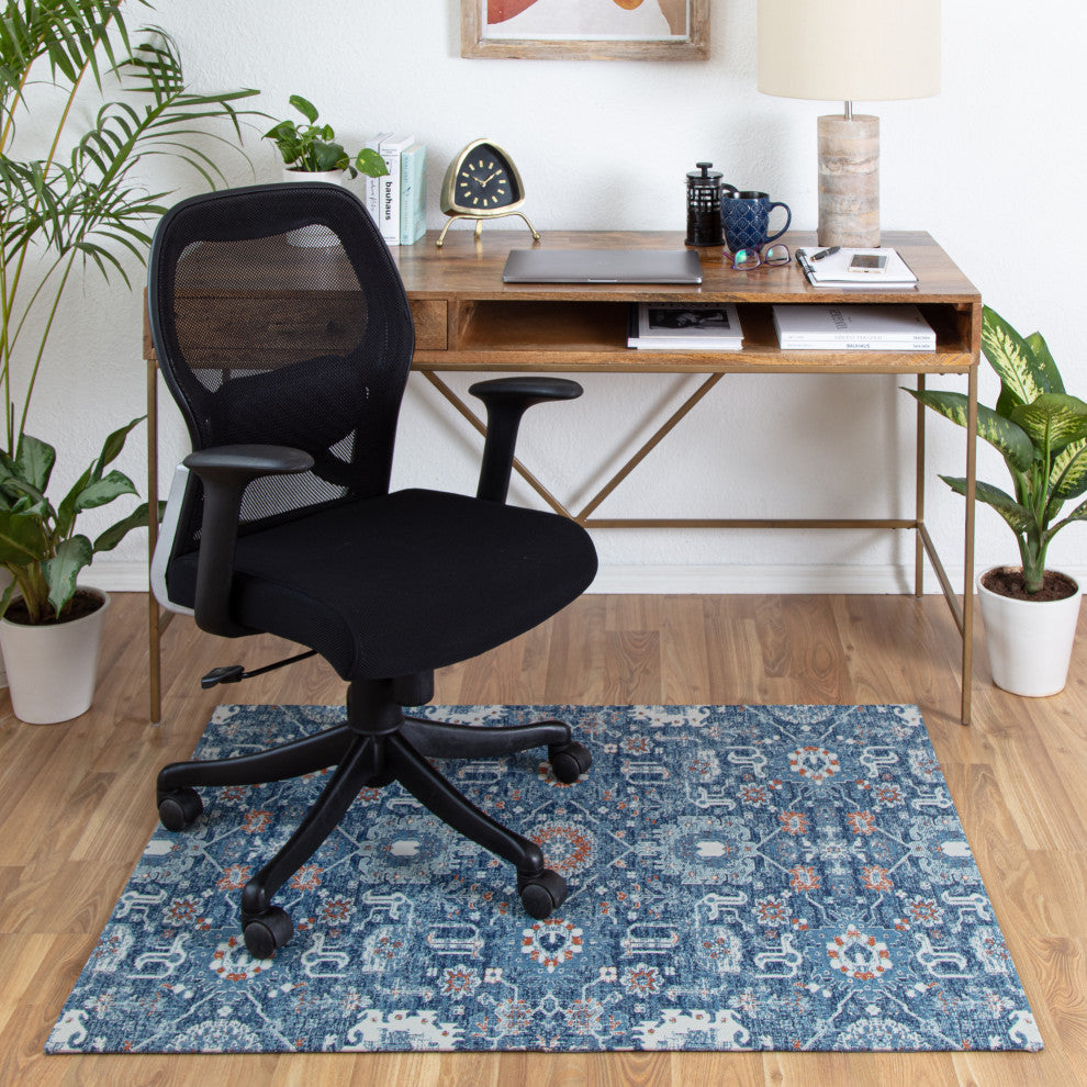 40" x 54" Alta Blue and Ivory 1/2" Rug'd Chair Mat