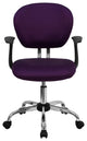Mid-Back Mesh Task Chair With Arms and Base, Purple