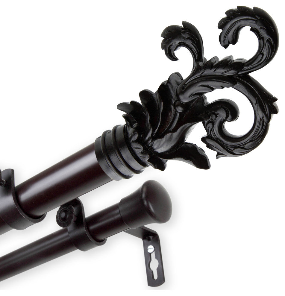 Malina 1" Double Curtain Rod, Mahogany, 48-84"